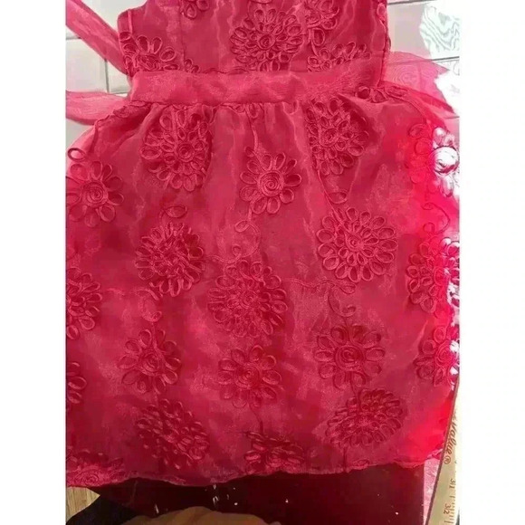 Rare Editions Hot Pink Tulle Size 7 Formal Dress Flower Girl Wedding Dress Up - Picture 6 of 9